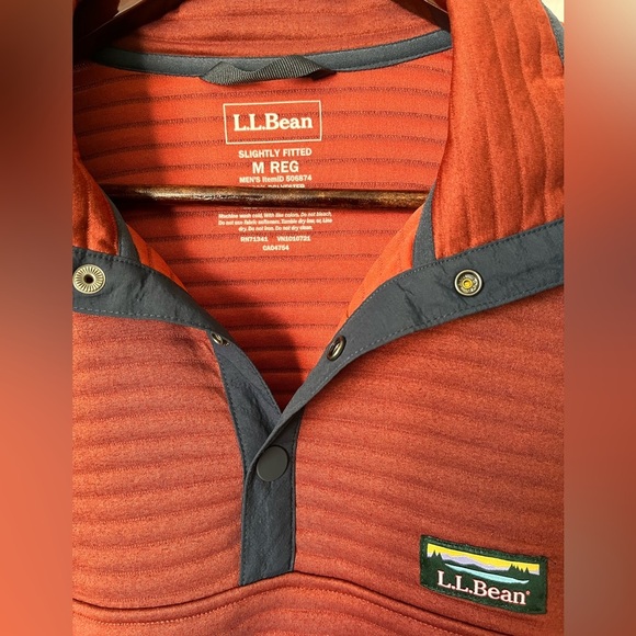 Mens LL Bean Airlight Knit Pullover Sweater Snap Button Medium - Picture 6 of 11